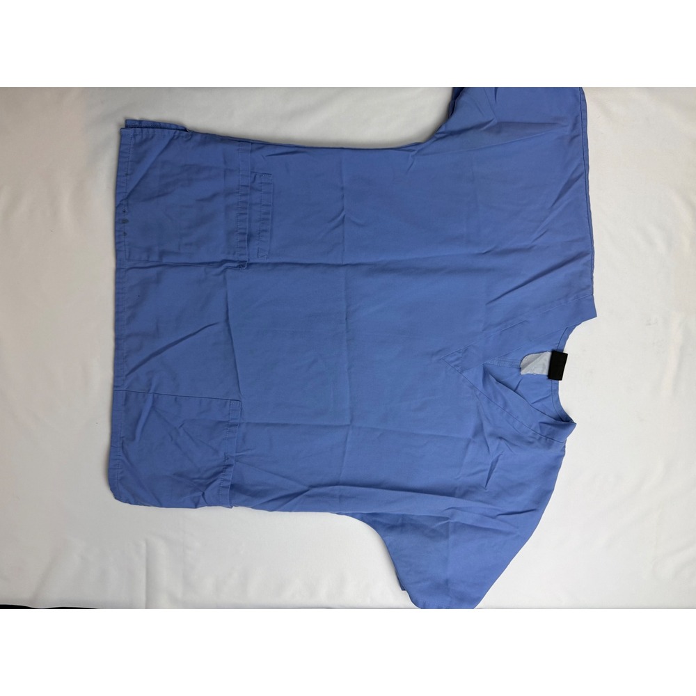 Unbranded Ceil Blue V-Neck Scrub Top Short Sleeve Two Pocket Medical Uniform